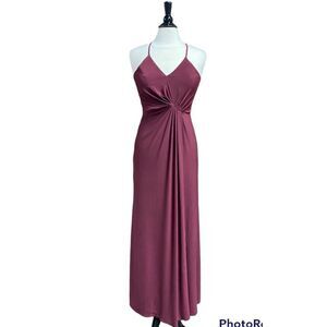 DB Studio Burgundy Spaghetti Strap Jersey Knit Maxi Evening Dress Size 4